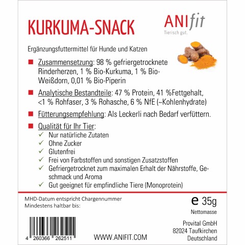 Hund Katze Hundefutter Snacks Kurkuma-Snack 35g 1 Stück -3- Anifit